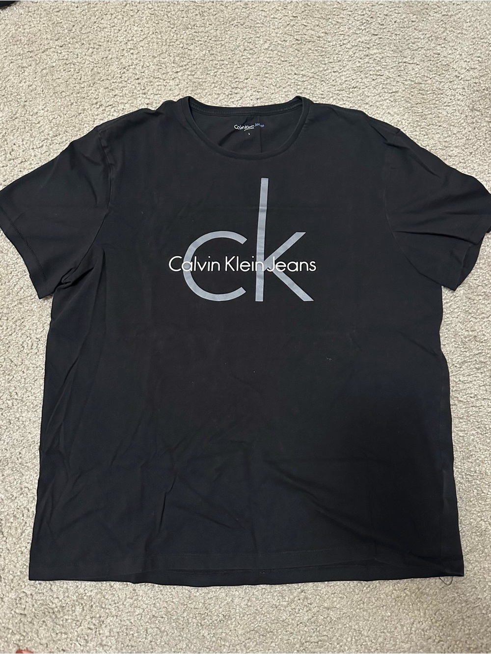 Calvin Klein Black Short-Sleeve Tee with Gray CK Logo